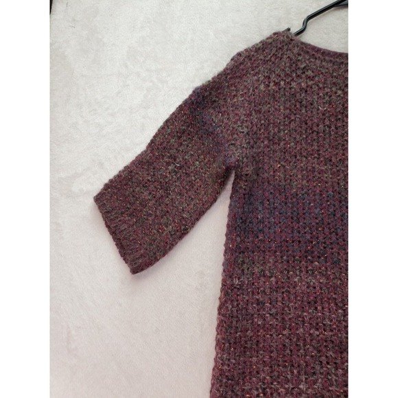 Elsamanda Knit Top Womens Large Burgundy Multi Metallic Alpaca Wool Short Sleeve - Picture 6 of 9